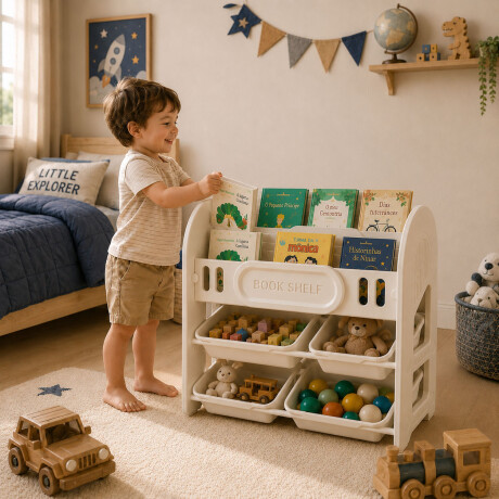 Organizador Infantil Para Juguetes Libros 4 Cajas Blanco