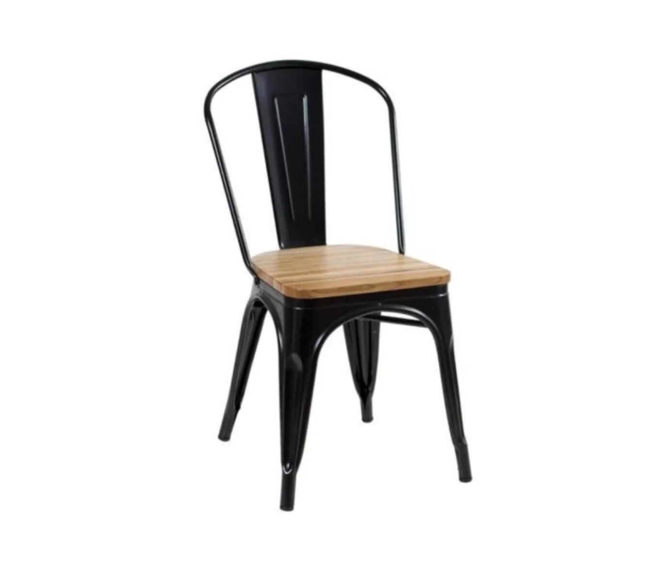 Silla Tolix Asiento Madera Negra 