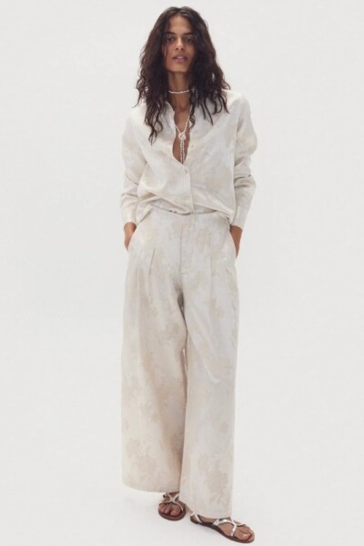 Culotte Brocade Pants Crema