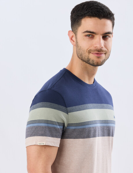 REMERA RAYADA DE ALGODÓN Beige