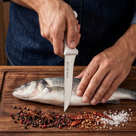 Cuchillo de deshuesar 6'' mango blanco BLANCO