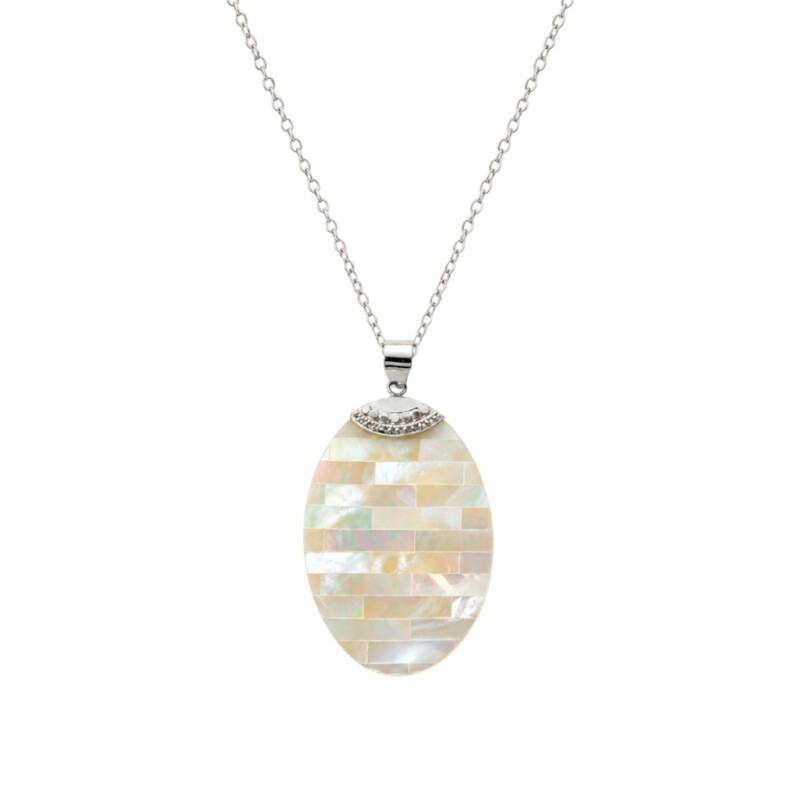 Dije Oval - Plata 925 - Nacar - CP6585 conpiedra