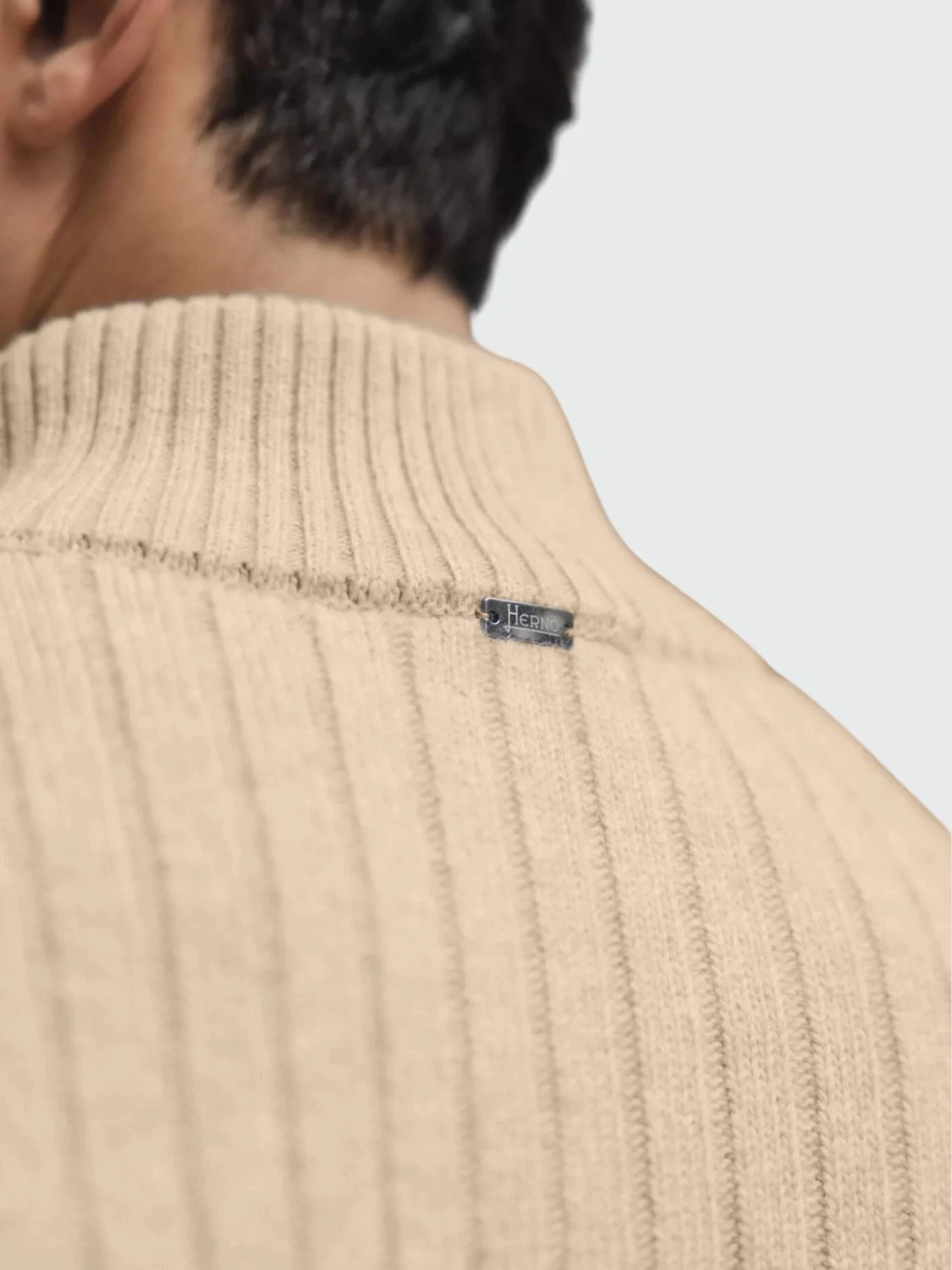 Herno - Cardigan de lana acanalada con cuello alto 0