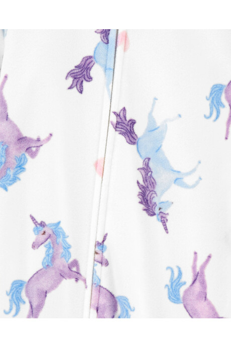 Pijama una pieza de micropolar, con pie, diseño unicornios Sin color