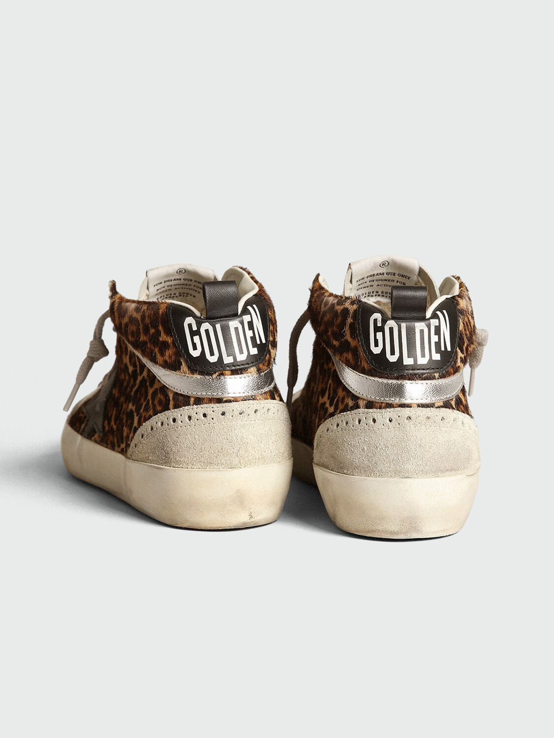 GOLDEN GOOSE - Zapatillas Mid Star de piel con estampado leopardo y estrella negra Alta Automática