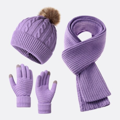 Set Abrigo Essential Winter Tres Piezas Adulto Lila