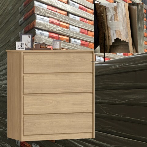 [ OUTLET ] Comoda Carla 4 Cajones Rieles Telescópicos Color Castaño [ OUTLET ] Comoda Carla 4 Cajones Rieles Telescópicos Color Castaño