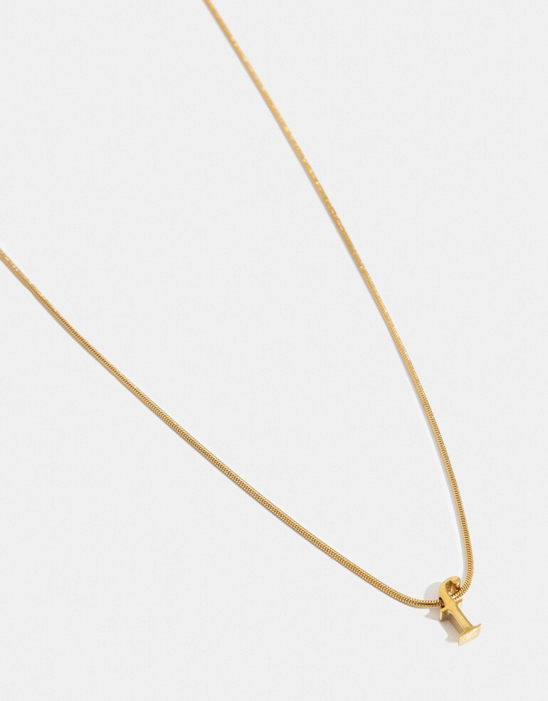 Cadena Corta con Dije Metal Cadena De Acero Con Inicial F - Dorado