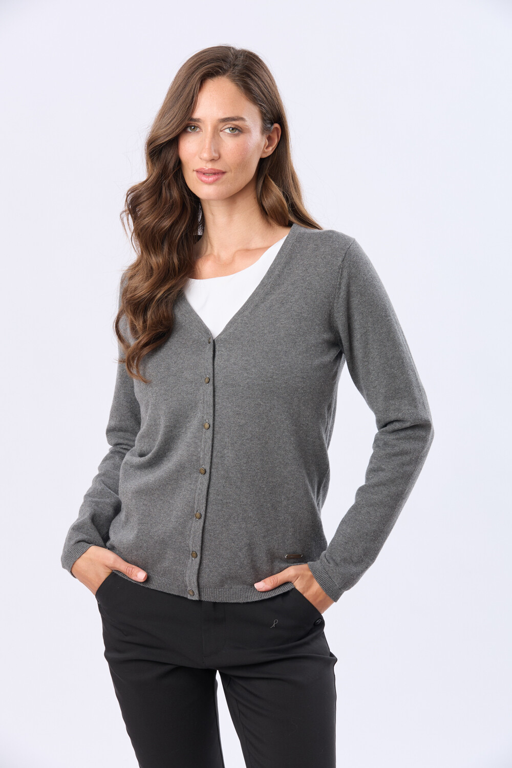 CARDIGAN LISO Gris Oscuro