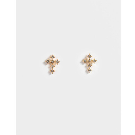 Aros Cruz Con Strass Dorado