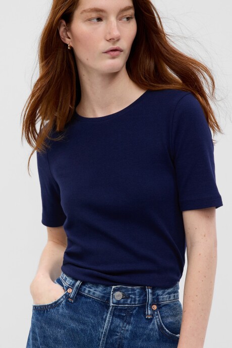 Remera Modal Cuello Redondo Mujer Navy Uniform