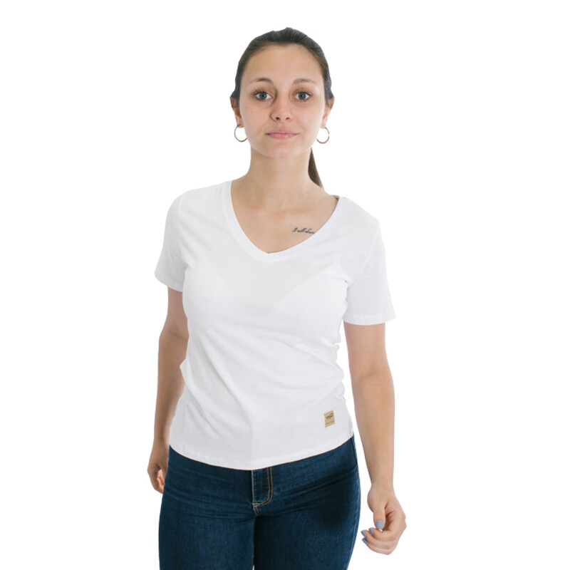 Muvem Ladies Plain V Neck T-Shirt Blanco