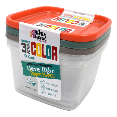 RECIPIENTE PLASTICO SET X3PCS 900ML 7001/9 RECIPIENTE PLASTICO SET X3PCS 900ML 7001/9