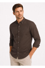 Camisa Arrow Lino Cotton Manga Larga Café
