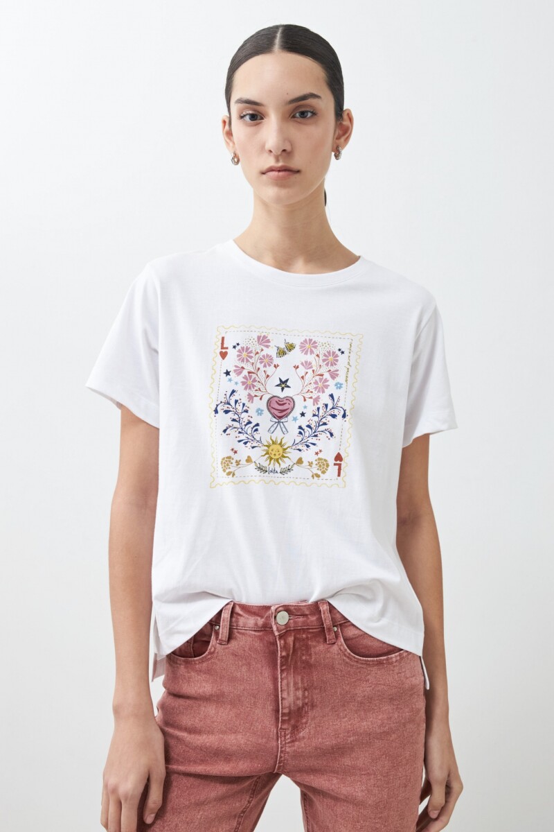 Remera estampada manga corta blanco