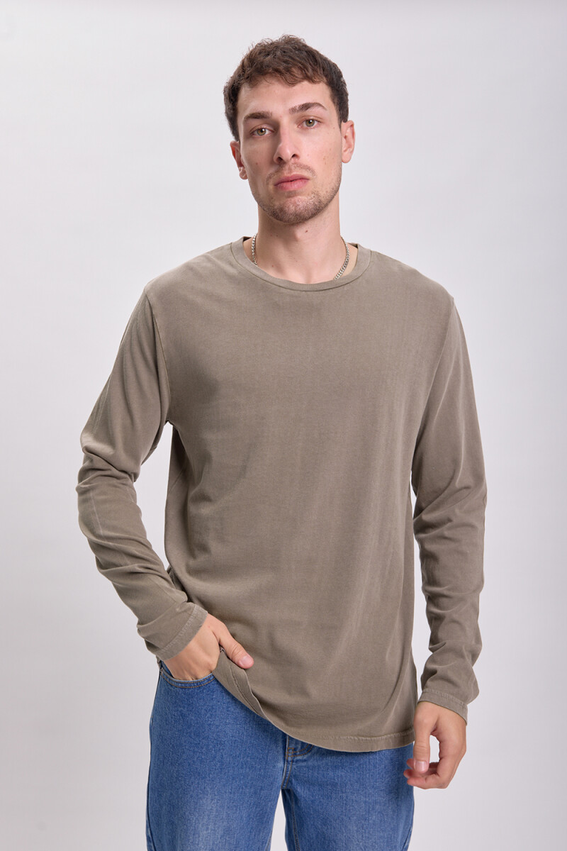 Remera manga larga efecto lavado Visón