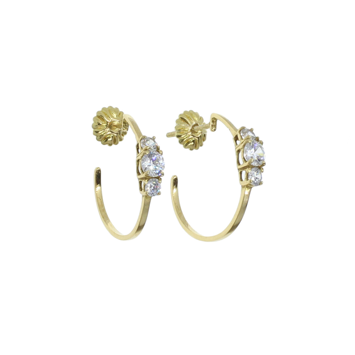 Caravanas de oro amarillo 18k con circonias N0119 