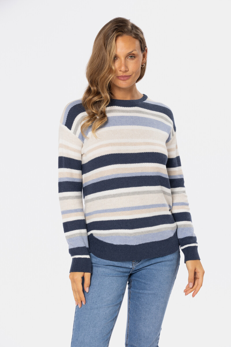 BUZO TEJIDO RAYADO - Azul 