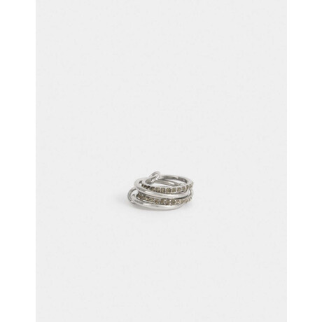 Anillo Con Strass Plateado