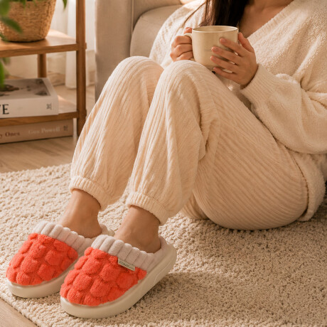 Pantufla de Felpa Super Abrigadas Antideslizante Unisex Salmón