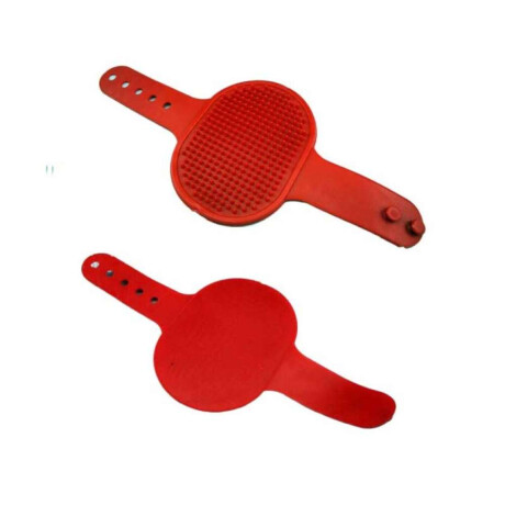 Cepillo Manopla Para Mascotas Roja