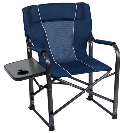Silla Reposera Camping Playa C/mesa Plegable Acero Azul