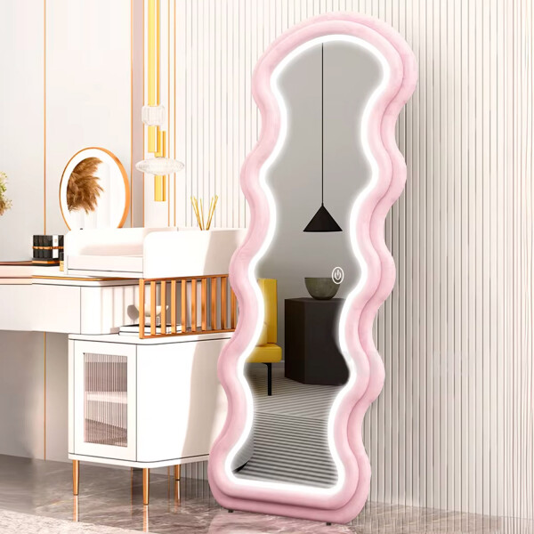 Espejo Ondulado Con Luz Led Led-m-01 ROSADO