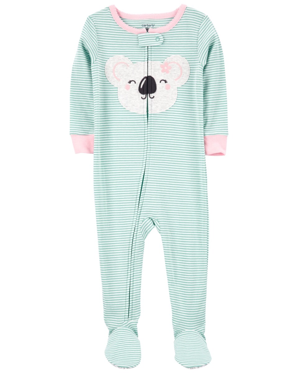Pijama una pieza de algodón con pie estampa koala 