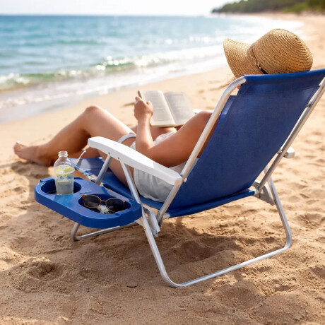 Set de Silla Playa Pleg Alum + Mesa Lateral Portable Azul Azul Marino