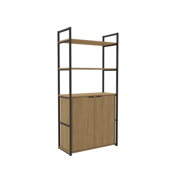Estanteria 2 puertas abajo / 2 Estantes Miel y Negro Estanteria 2 puertas abajo / 2 Estantes Miel y Negro