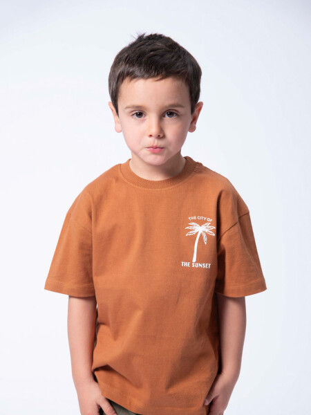 Remera Manga corta Oversize Palmera Mostaza