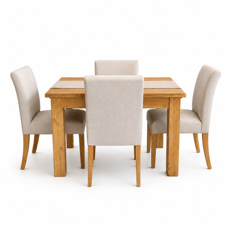 Juego de Comedor Rústico con 4 sillas de vestir bajas Juego de Comedor Rústico con 4 sillas de vestir bajas