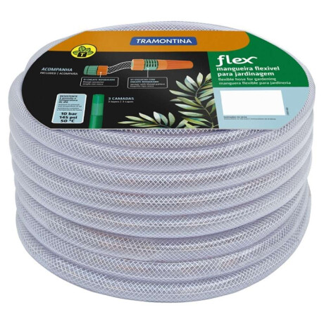 Kit Manguera Flex Transparente. Tramontina 1/2 pulgadas X 25Mt