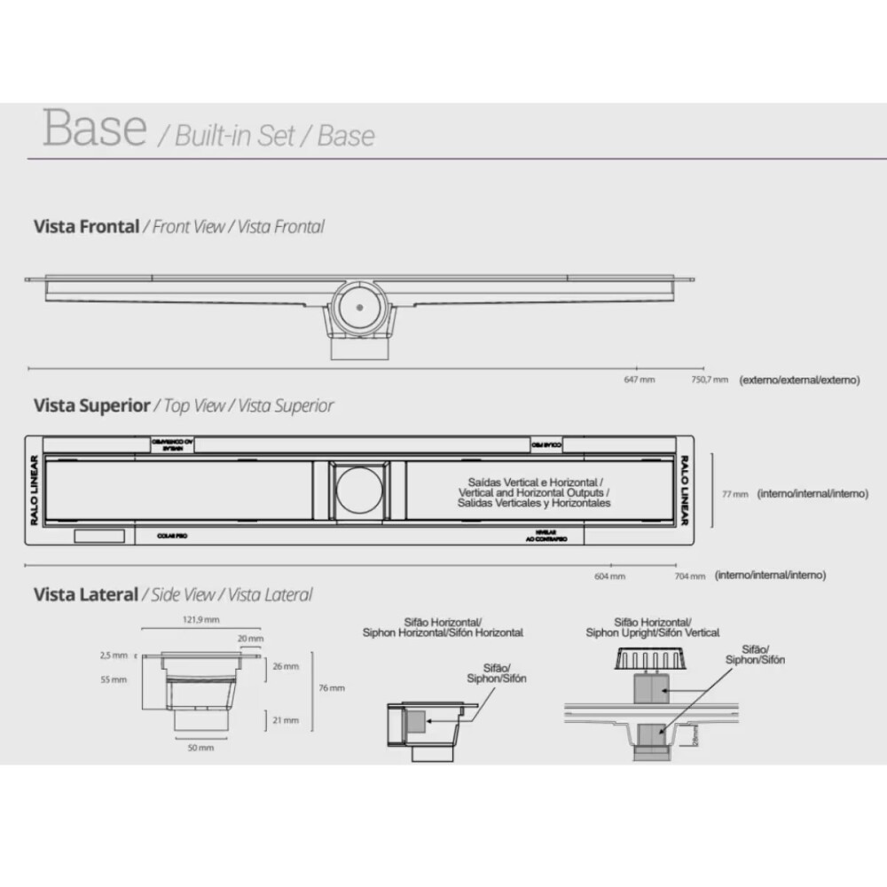 ELLEVE Receptaculo c/sifón tapa ac inox 70cm Smart Elleve Receptaculo C/sifón Tapa Ac Inox 70cm Smart