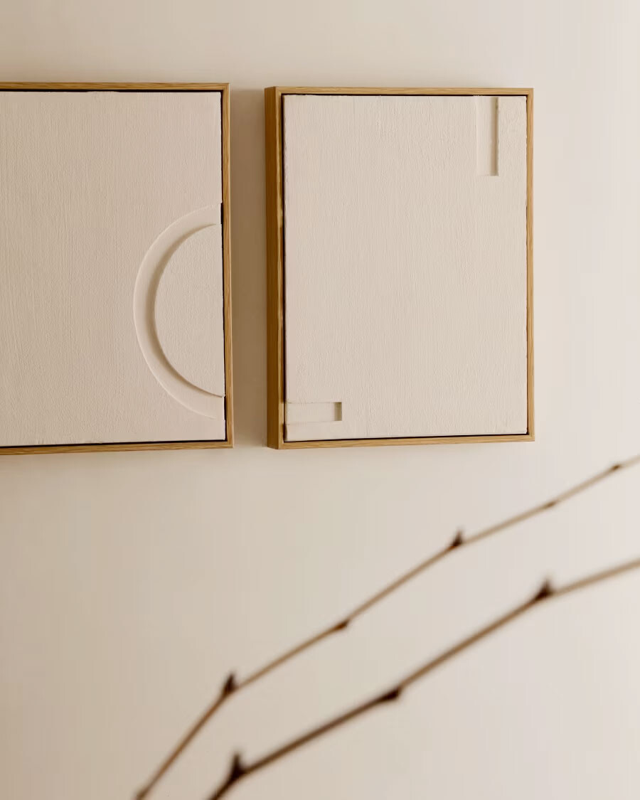 Set Sefri de 2 cuadros blanco 30 x 40 cm Set Sefri de 2 cuadros blanco 30 x 40 cm
