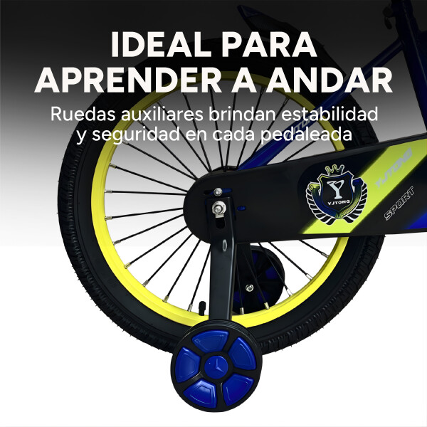 Bicicleta Infantil Yjtong R18 Canasto Parrilla Guardabarros Azul 1