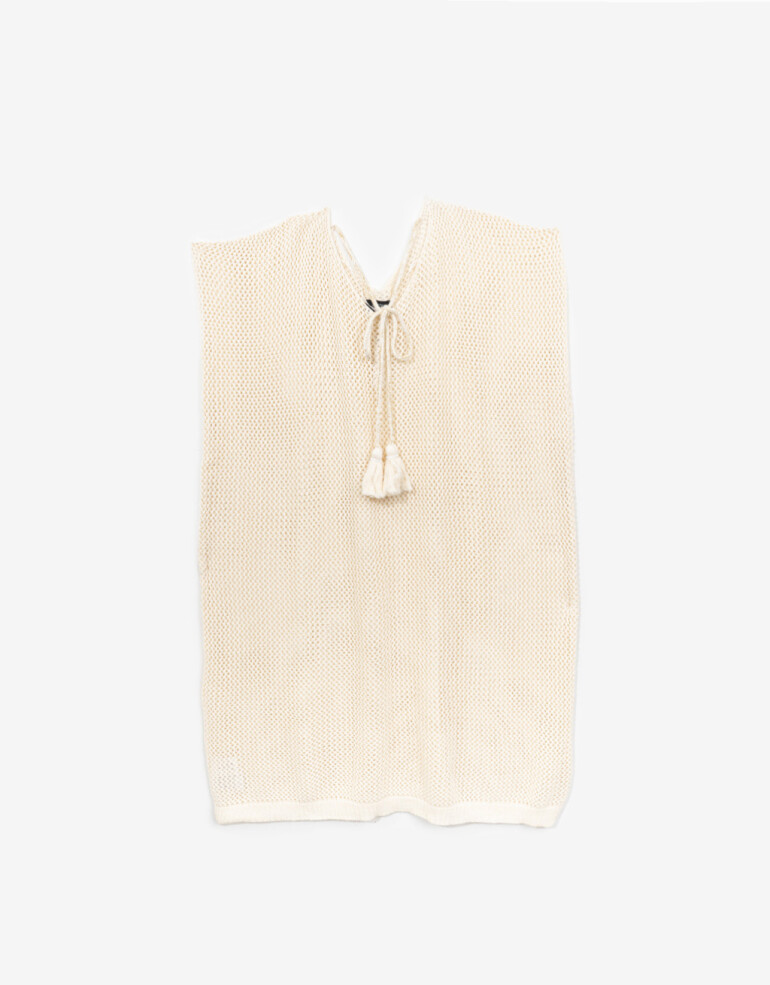 Knitwear Kaftan Largo Calado - Blanco Crudo