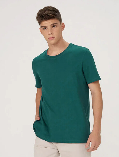 CAMISETA BÁSICA MANGA CORTA VERDE OSCURO