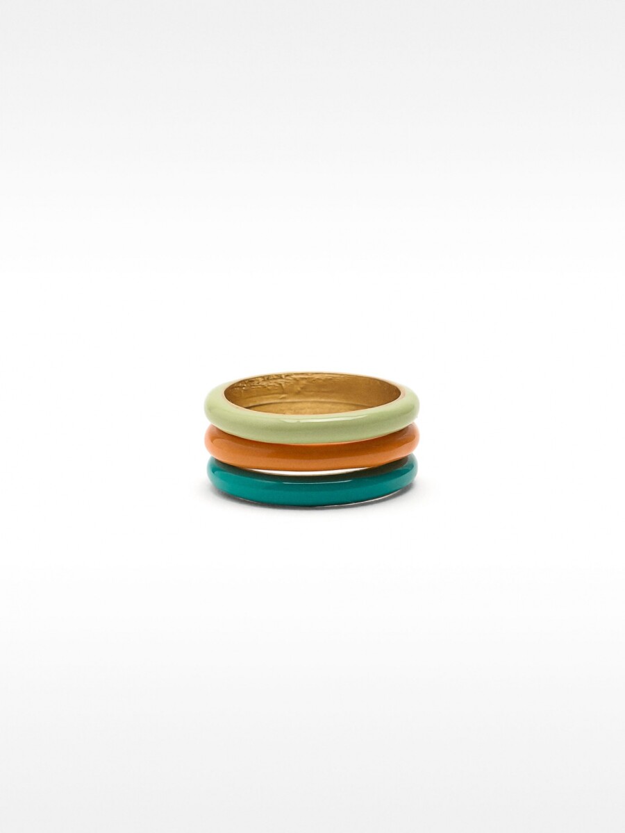 Set De Anillos Esmaltados multicolor