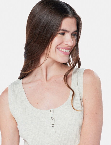 MUSCULOSA RIB CON BOTONES Beige