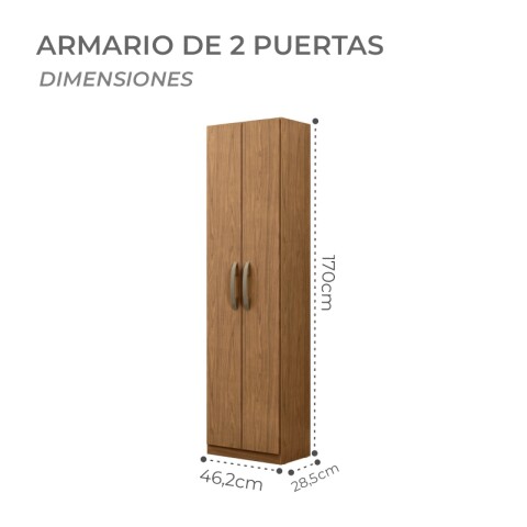 Armario Ropero Multiuso 2 Puertas 170 x 46,2 x 28,5 cm - MDP - Freijo Armario Ropero Multiuso 2 Puertas 170 x 46,2 x 28,5 cm - MDP - Freijo