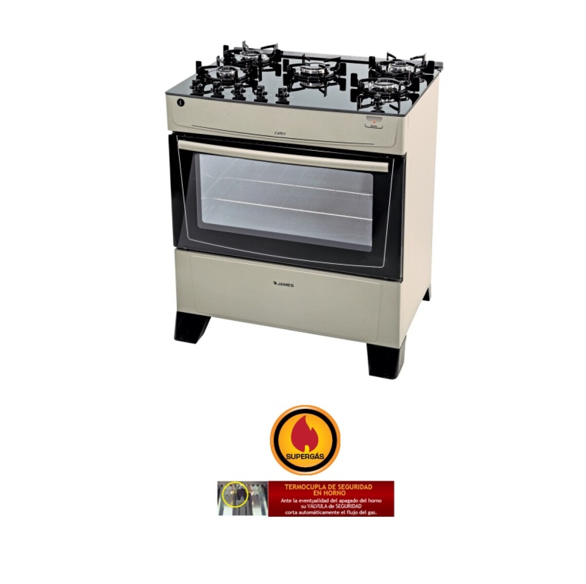 Cocina a Gas 5 Hornallas James C 695 V - 7695 - TITANIUM 