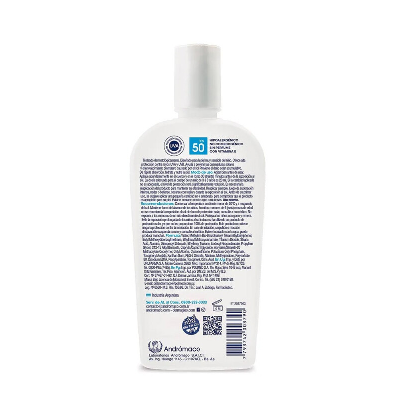 Protector Solar Niños Dermaglós Fps50 Emulsión 180 ml Protector Solar Niños Dermaglós Fps50 Emulsión 180 ml