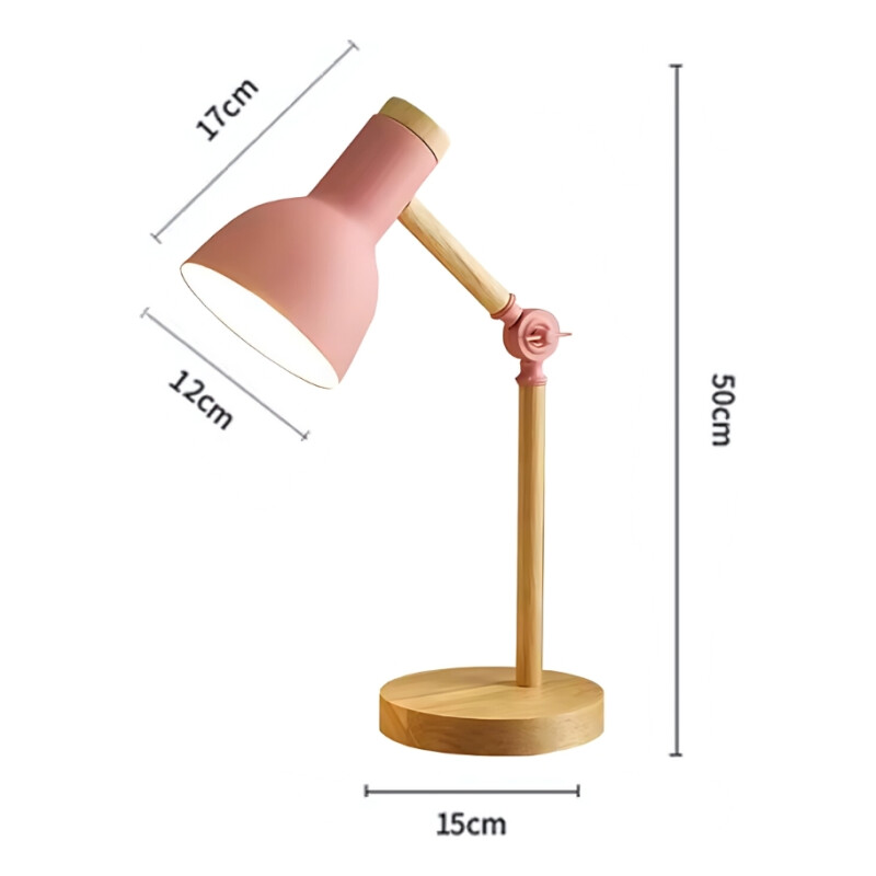 Lampara De Escritorio Portatil Nordica Madera Y Metal Rosa