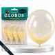 Globo Fessta Transparente con Pelotitas x4 Amarillo