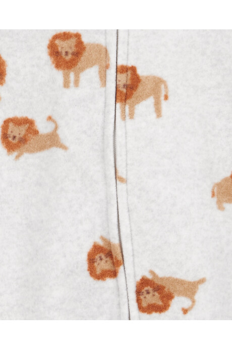 Pijama uno pieza de micropolar, con pie, diseño leones Sin color