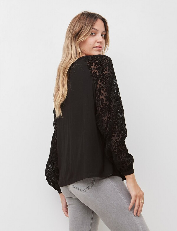 Blusa Detalle Manga NEGRO