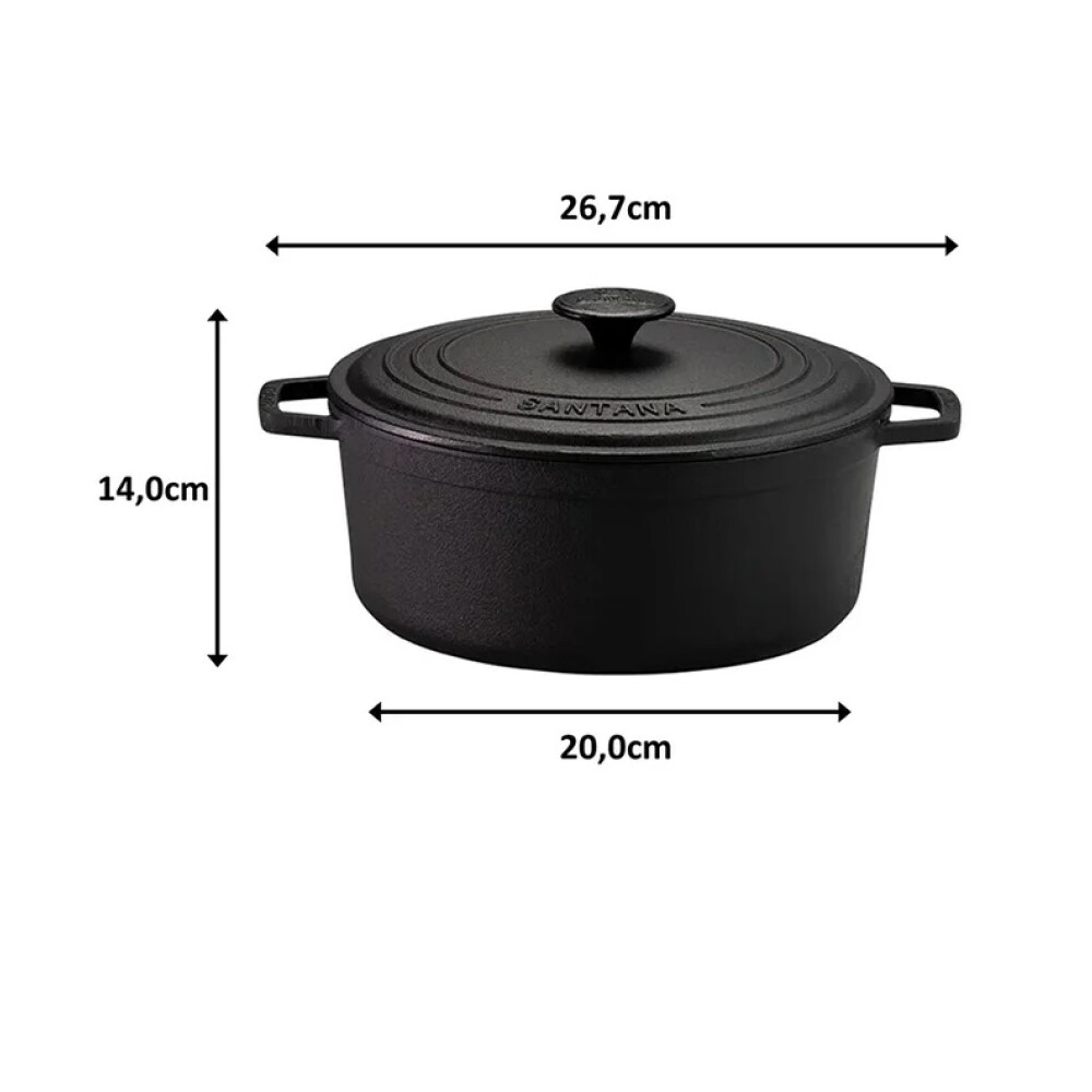 Olla de Hierro Fundido Negra 20 cm con Tapa y Asas OLLA HIERRO C/ASA