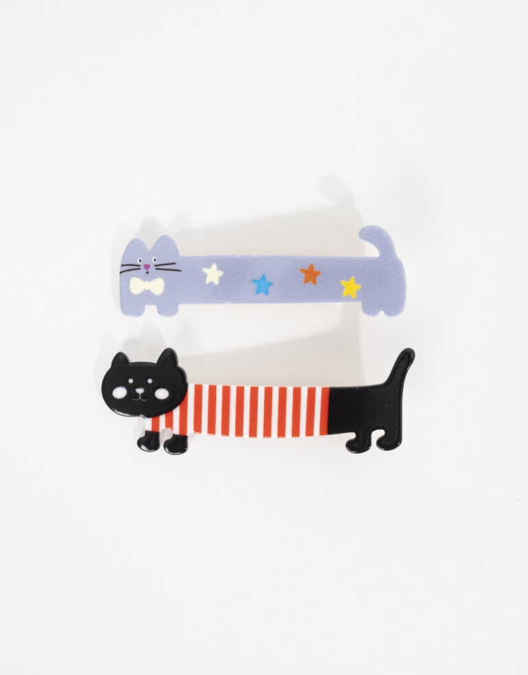 Horquillas con Accesorios Animales Set De Hebillas De Gato Y Perrito - Combinacion Multicolor
