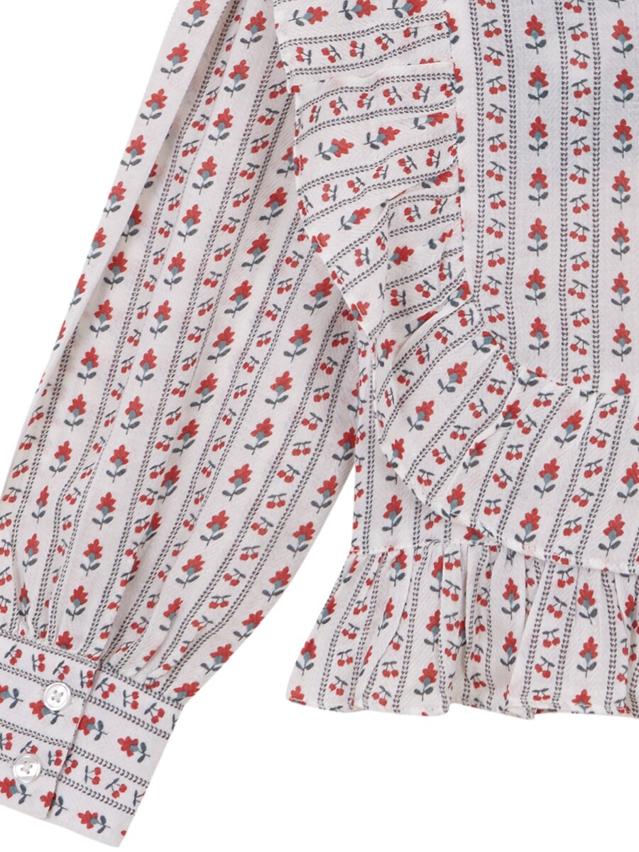 Blusa Con Volantes Rojo